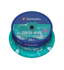 Verbatim - Confezione 25 DVD-RW - argento lucido - serigrafato - 43639 - 4,7GB