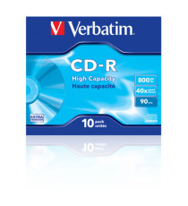 Verbatim - Scatola 10 CD-R Data Life Jewel Case serigrafato - 1X-40X - 43428 - 800MB