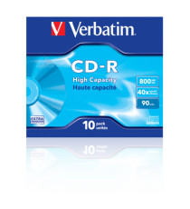 Verbatim - Scatola 10 CD-R Data Life Jewel Case serigrafato - 1X-40X - 43428 - 800MB