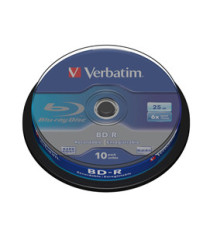 Verbatim - Scatola 10 DVD Blu Ray BD-R SL - Jewel Case - Bianco/Blu - 43742 - 25GB