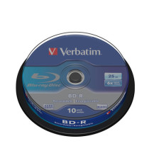 Verbatim - Scatola 10 DVD Blu Ray BD-R SL - Jewel Case - Bianco/Blu - 43742 - 25GB