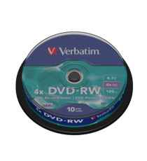 Verbatim - Scatola 10 DVD-RW - serigrafato - 43552 - 4,7GB