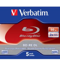Verbatim - Scatola 5 Blu Ray BD-RE DL Jewel Case - rescrivibile - 43760 - 50GB