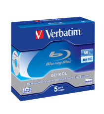 Verbatim - Scatola 5 DVD Blu Ray BD-R SL - Jewel Case - Bianco/Blu - 43748 - 50GB