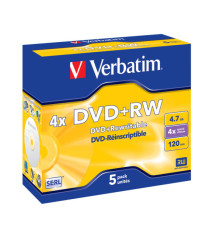 Verbatim - Scatola 5 DVD+RW - Jewel Case - serigrafato - 43229 - 4,7GB