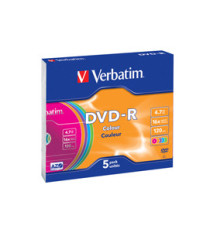 Verbatim - Scatola 5 DVD-R - slim Case - serigrafato colorato - 43557 - 4,7GB
