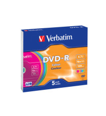Verbatim - Scatola 5 DVD-R - slim Case - serigrafato colorato - 43557 - 4,7GB