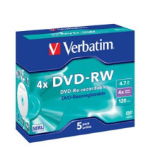 Verbatim - Scatola 5 DVD-RW - Jewel Case - serigrafato - 43285 - 4,7GB