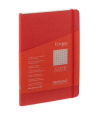 Taccuino Ecoqua Plus - con elastico - rilegatura cucita - A5 - 5 mm - 80 fogli - lampone - Fabriano