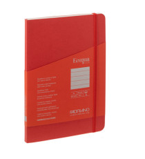 Taccuino Ecoqua Plus - con elastico - rilegatura cucita - A5 - 5 mm - 80 fogli - righe - lampone - Fabriano