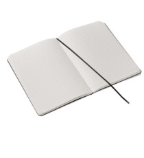 Taccuino Ecoqua Plus - con elastico - rilegatura cucita - A5 - 5 mm - 80 fogli - righe - lampone - Fabriano
