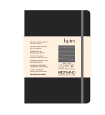 Taccuino Ispira - con elastico - copertina rigida - A5 - 96 fogli - righe - nero - Fabriano
