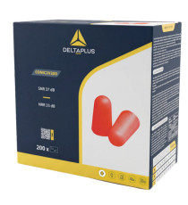 Tappi auricolari monouso - diametro 12 mm - SNR 37 dB - rosso - Deltaplus - dispenser da 200 paia