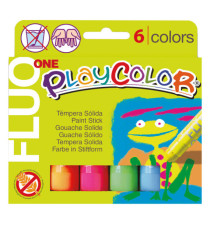 Tempera solida in stick Playcolor - 10 gr - colori fluo - Instant - astuccio 6 stick fluo
