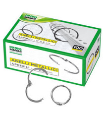 Anelli metallici - 2,8 cm - per rilegatura - Lebez - conf. 100 pezzi