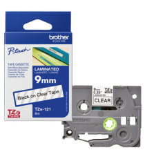 Brother - Nastro - Nero/Trasparente - TZe121 - 9mm x 8mt