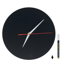 Lavagna da parete Silhouette - diametro 29 cm - forma orologio - nero - Securit