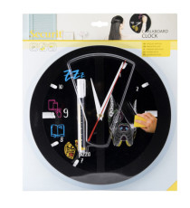 Lavagna da parete Silhouette - diametro 29 cm - forma orologio - nero - Securit