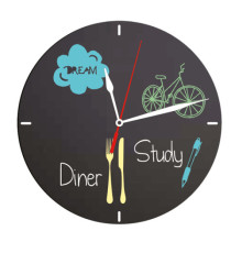 Lavagna da parete Silhouette - diametro 29 cm - forma orologio - nero - Securit