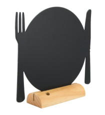 Lavagna da tavolo Silhouette - 24 x 25 cm - forma piatto - nero - Securit