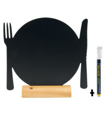 Lavagna da tavolo Silhouette - 24 x 25 cm - forma piatto - nero - Securit