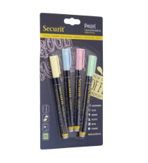 Marcatore a gesso liquido - punta fine da 1,00 - 2,00 mm - colori assortiti pastello - Securit - blister 4 pezzi