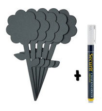 Silhouette Tags - formato fiore - 15 x 25 cm - nero - Securit - set 5 pezzi