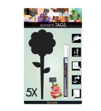 Silhouette Tags - formato fiore - 15 x 25 cm - nero - Securit - set 5 pezzi