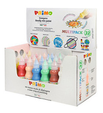 Tempera base d'acqua - 50 ml - colori assortiti - Primo - box 32 pezzi