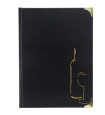 Carta dei vini Basic - A4 - 31,5 x 24 cm - PVC - nero - 4+2 buste fisse incluse - Securit