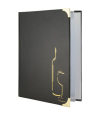 Carta dei vini Basic - A4 - 31,5 x 24 cm - PVC - nero - 4+2 buste fisse incluse - Securit