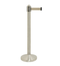 Colonnina segnapercorso cromata - altezza 100 cm - nastro retrattile grigio da 210 cm - Securit