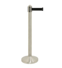 Colonnina segnapercorso cromata - altezza 100 cm - nastro retrattile nero da 210 cm - Securit