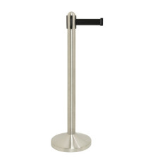Colonnina segnapercorso cromata - altezza 100 cm - nastro retrattile nero da 210 cm - Securit
