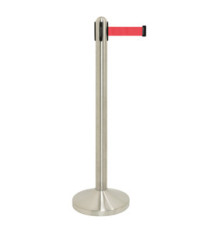 Colonnina segnapercorso cromata - altezza 100 cm - nastro retrattile rosso da 210 cm - Securit
