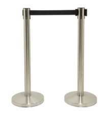 Colonnine segnapercorso Budget Retractable - altezza 88 cm - nastro nero da 210 cm - Securit - set 2 pezzi