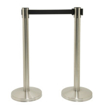 Colonnine segnapercorso Budget Retractable - altezza 88 cm - nastro nero da 210 cm - Securit - set 2 pezzi