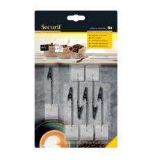 Porta tag - a pinza in acrilico - nero - Securit - set 6 pezzi