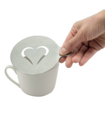 Stencil per caffè - 10 x 12,4 x 0,1 cm - forma cuore e smile - Securit - set 2 pezzi