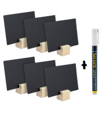 Supporti wood per targhette - 6 targhette incluse - Securit - set 12 pezzi