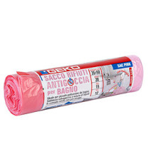 Sacchi per rifiuti da bagno - 35 x 50cm - 15 L - 12 micron - rosa - Geko - rotolo da 20 sacchetti