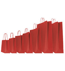 Shopper Twisted - maniglie cordino - 26 x 11 x 35 cm - carta kraft - rosso - Mainetti Bags - conf. 25 pezzi