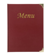 Portamenù Basic - A5 - 23,7 x 17 cm - PVC - bordeaux - 4+2 buste fisse incluse - Securit