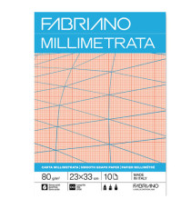 Blocco carta millimetrata - 23 x 33cm - 10 fogli - 80gr - Fabriano