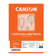 Blocco carta opaca millimetrata - A3 - 10 fogli - 80gr - Canson