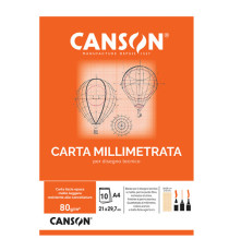 Blocco carta opaca millimetrata - A4 - 10 fogli - 80gr - Canson