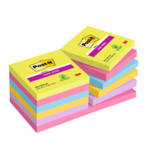 Blocco foglietti Post-it Super Sticky - 654-12SSUCC - 76 x 76 mm - colori Ultra - 90 fogli - Post-it