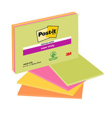 Blocco foglietti Post-it Super Sticky Meeting Notes - 6445-SSP - 152 x 101 mm - rosa/verde neon - 45 fogli - Post-it