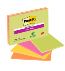 Blocco foglietti Post-it Super Sticky Meeting Notes - 6445-SSP - 152 x 101 mm - rosa/verde neon - 45 fogli - Post-it