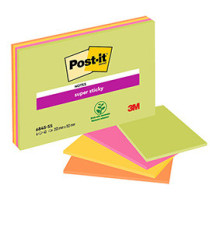 Blocco foglietti Post-it Super Sticky Meeting Notes - 6845-SSP - 203 x 152 mm - giallo/rosa neon - 45 fogli - Post-it